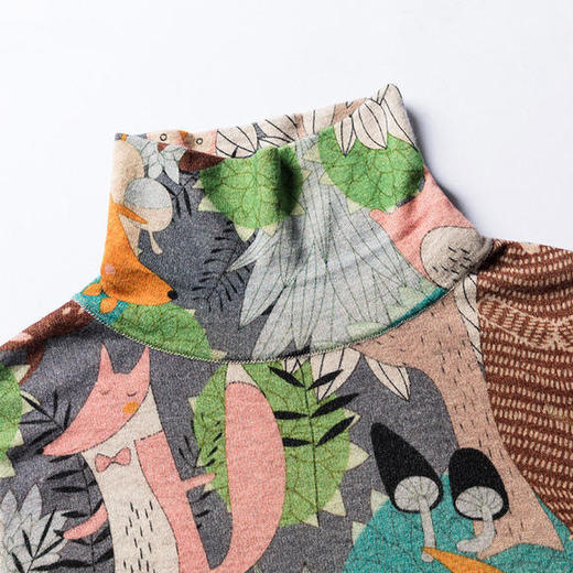 宽松针织，套头中长款纯羊毛印花连衣裙WY-L7101 商品图2