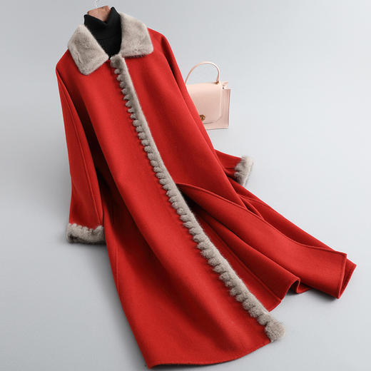 RO-f206双面羊绒大衣毛呢外套女装2020年秋冬装新款韩版中长款外套 商品图0