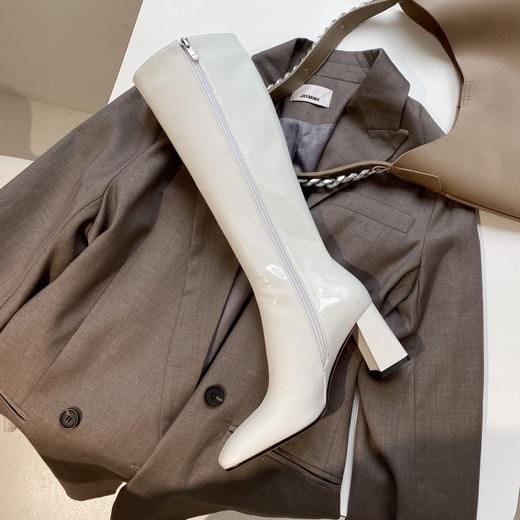 上海旗袍厂DQ-DQ882    秋季新款方头粗跟纯色真皮时装靴侧拉链休闲时尚绒里百搭高筒靴 商品图2