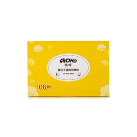 AOHO婴幼儿干湿两用棉巾（盒装）108抽AH003