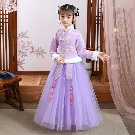 YZF-HF0023女童汉服秋冬旗袍加厚冬装礼服超仙唐装 商品图2