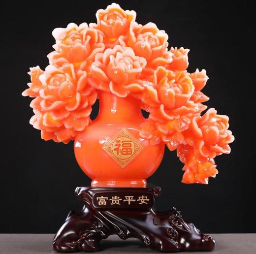 【摆件】*富贵平安牡丹花瓶家居客厅酒柜电视柜装饰品摆件 商品图0