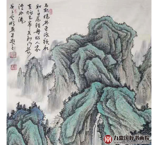 高云鹏《溪山清云中堂》68*138cm/34*138cm*2  山水中堂作品 玄关挂画 商品图3