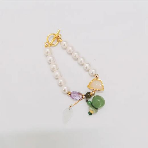 【墨染柳烟】天然珍珠和田玉碧玺东陵玉多宝扩香手串 商品图4