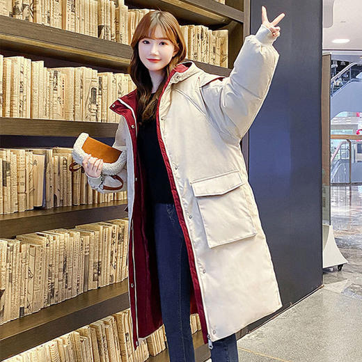 LNYF-6686冬季中长款羽绒棉服女学院风加厚宽松棉服外套 商品图0