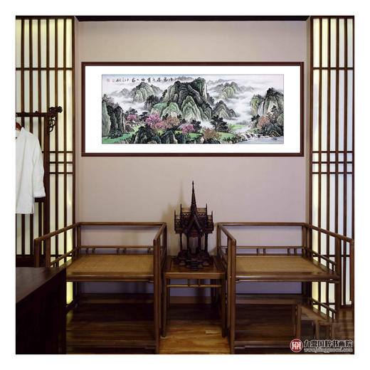 高云鹏《小桥流水有福人家》68*178cm 山水横幅作品 茶室/卧室挂画 商品图3