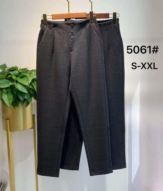 【断码清仓】丁摩 招牌黑灰格子裤！高腰弹力松紧腰秋冬保暖女休闲裤sz5061# 黑灰 L码 ZFYY336 商品图0