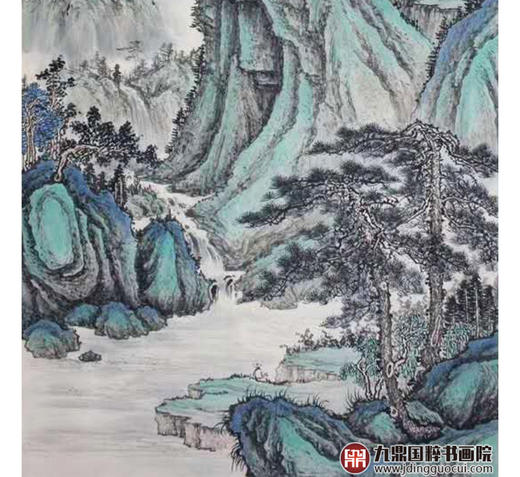 高云鹏《山居图中堂》68*138cm/34*138cm*2  山水中堂作品 玄关挂画 商品图4