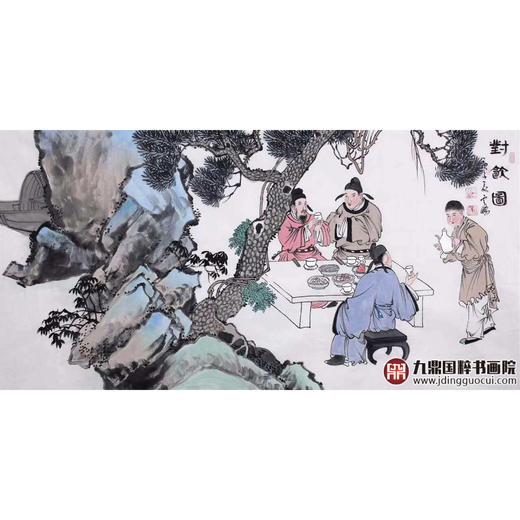 高云鹏《对饮图》68*138cm 人物横幅作品 茶室/卧室挂画 商品图2