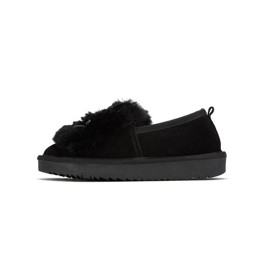 西村名物秋冬新款可爱复古加绒毛毛鞋豆豆鞋X283M33961 商品图3