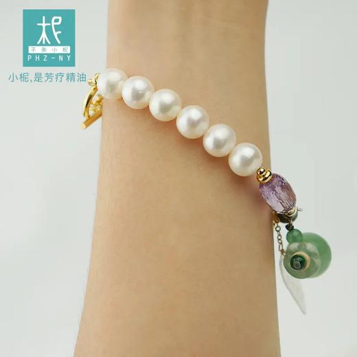 【墨染柳烟】天然珍珠和田玉碧玺东陵玉多宝扩香手串 商品图3