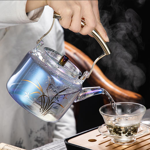 茗见丨五彩玻璃壶 高硼硅玻璃 900ml 不含电陶炉 商品图2