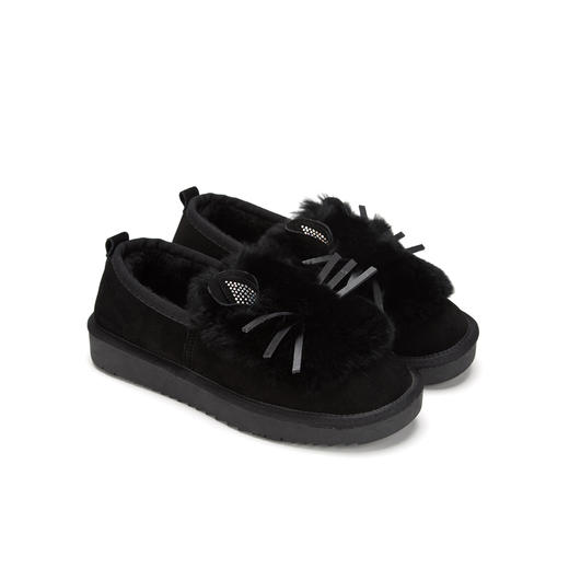 西村名物秋冬新款可爱复古加绒毛毛鞋豆豆鞋X283M33961 商品图0