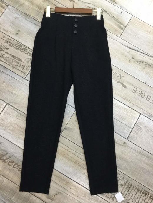 【断码清仓】丁摩 招牌黑灰格子裤！高腰弹力松紧腰秋冬保暖女休闲裤sz5061# 黑灰 L码 ZFYY336 商品图2