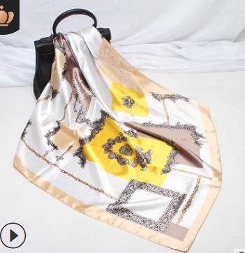 一张安安卡送8条2020新款仿真丝丝巾女藤蔓花印花90方巾 商品图7