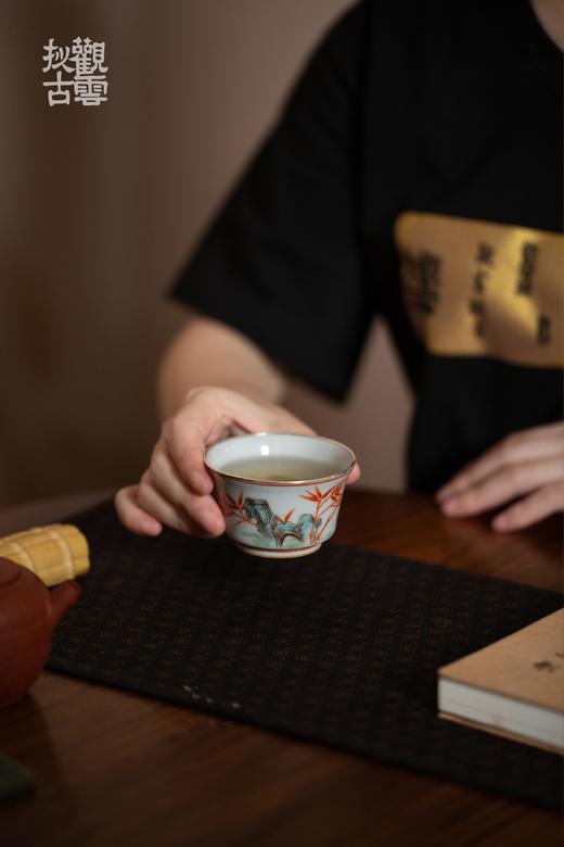茶杯-陶瓷品茗杯-手绘拟古粉彩赤竹杯 商品图11