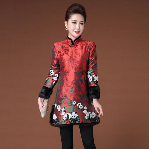 JS-JY5017秋冬新品复古国风夹棉貂毛上衣 商品图0