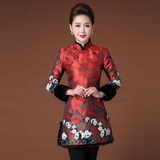 JS-JY5017秋冬新品复古国风夹棉貂毛上衣 商品图1