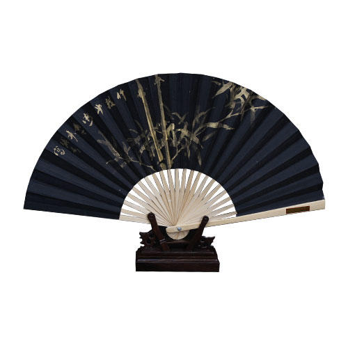 1106直播荣昌特产渝秀川美制作精细兰竹绢布折扇9寸黑白款随机发货