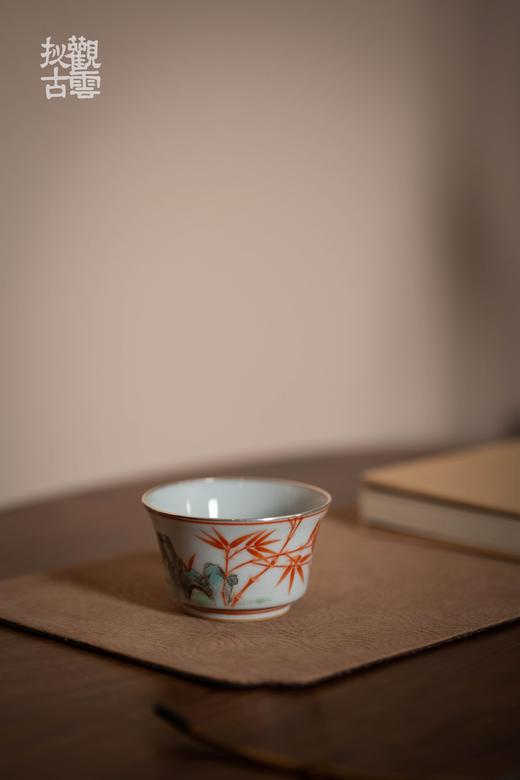 茶杯-陶瓷品茗杯-手绘拟古粉彩赤竹杯 商品图7