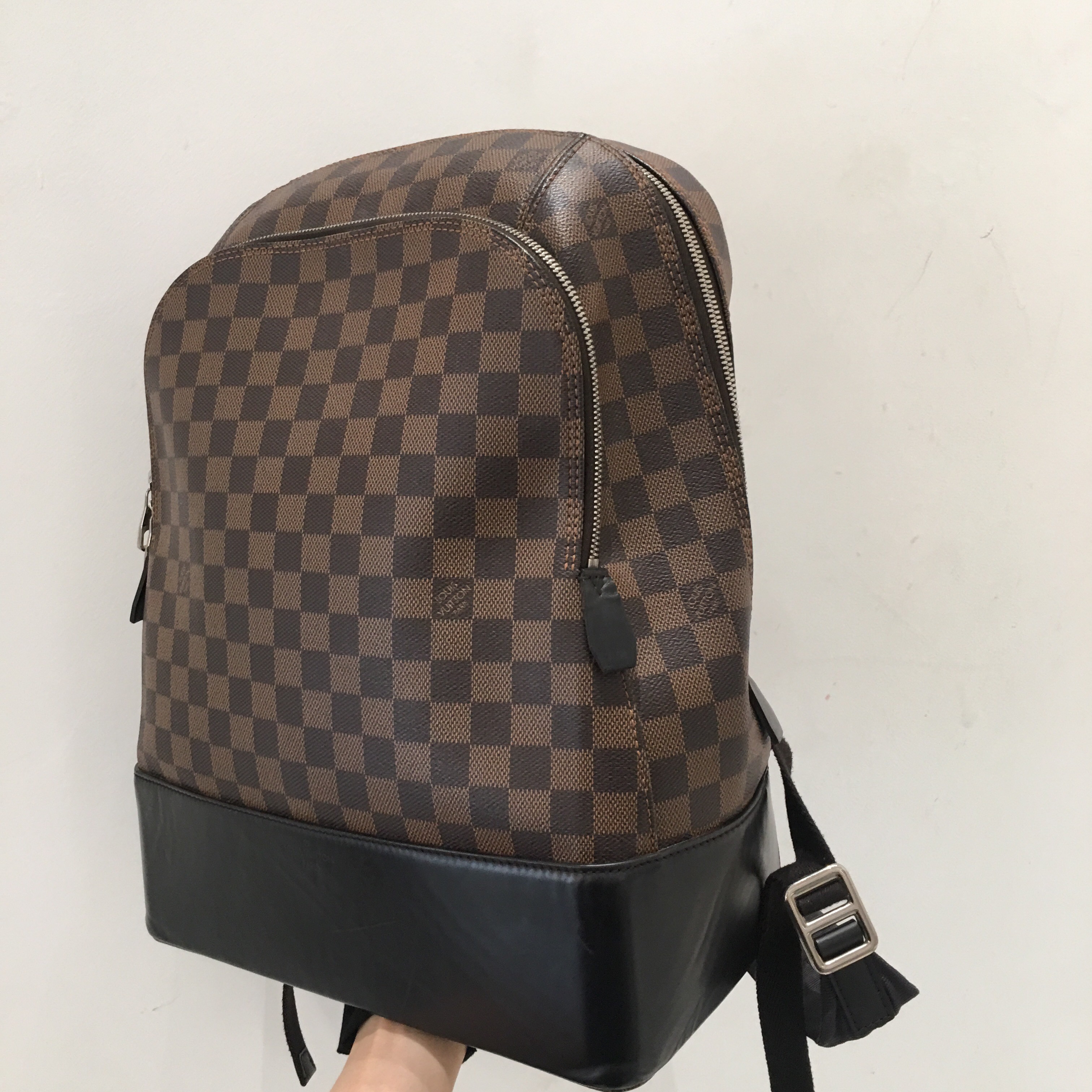 lv jake棕色棋盘格双肩包