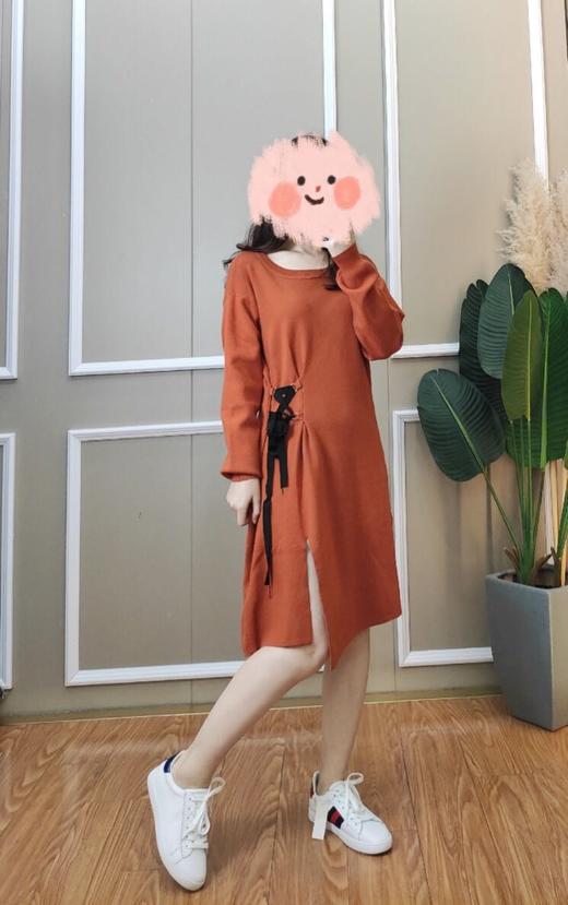 上女绑带针织长裙C9366 商品图0