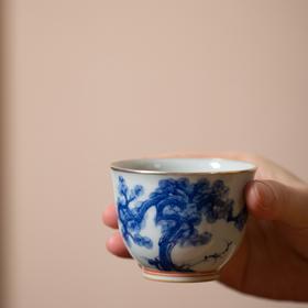 茶杯-陶瓷品茗杯-陶瓷青花青松杯 主人杯