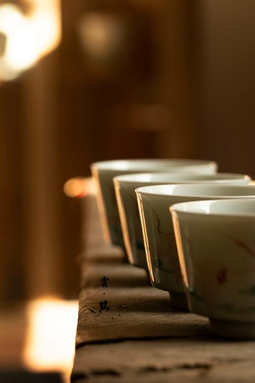 茶杯-陶瓷品茗杯-陶瓷云鹤四客杯 商品图4