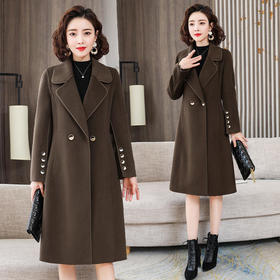 KQL-230081宽松气质加厚羊毛呢双面羊毛绒大衣外套