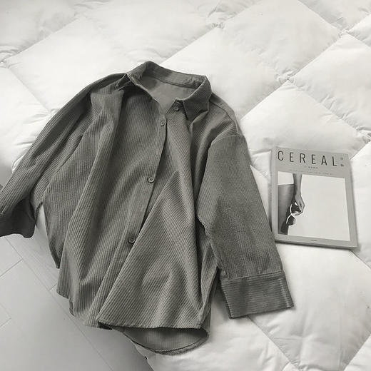 灯芯绒外套长袖秋季日系ulzzang迷鬼马系少女慵懒2020宽松衬衫女 商品图3