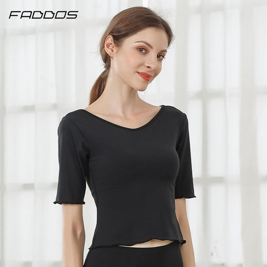 F202019梵蒂欧瑜伽服套装中袖上衣抽皱裤子 商品图1