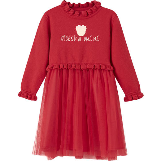 笛莎童装女童连衣裙2020冬新款儿童时尚洋气女宝宝网纱公主裙子 商品图4