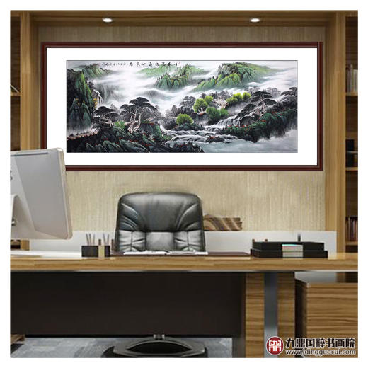 高云鹏《小桥流水春山雅居》96*240cm 山水横幅作品 办公室/客厅挂画 商品图3