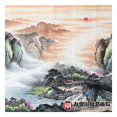 高云鹏《旭日东升源远流长》100*350cm 山水横幅作品 办公室/客厅/大厅挂画 商品图5