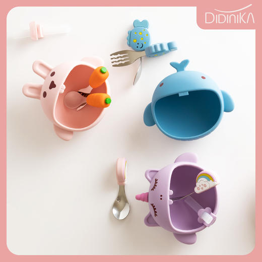 迪迪尼卡 大嘴碗叉勺围兜辅食套装 商品图3