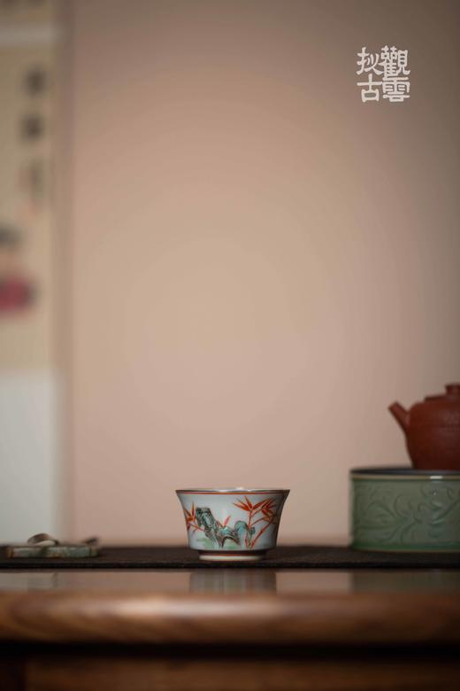 茶杯-陶瓷品茗杯-手绘拟古粉彩赤竹杯 商品图3