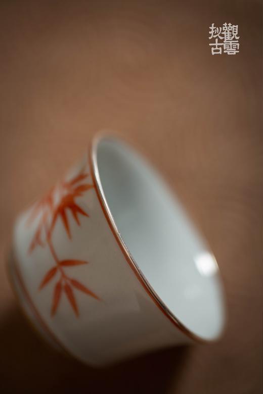 茶杯-陶瓷品茗杯-手绘拟古粉彩赤竹杯 商品图8
