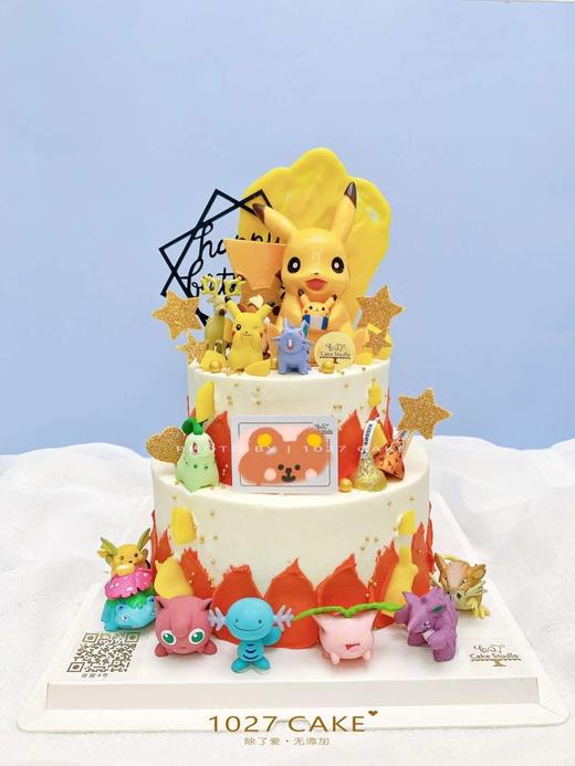 1027CAKE | 宠物小精灵  主题蛋糕 皮卡丘  双层蛋糕 商品图0