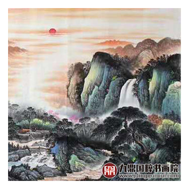 高云鹏《旭日东升源远流长》100*350cm 山水横幅作品 办公室/客厅/大厅挂画 商品图6