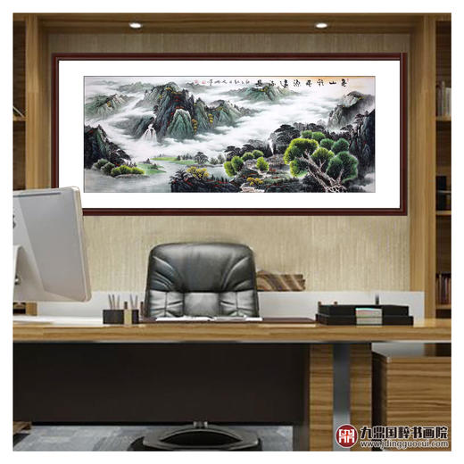 高云鹏《春山雅居源远流长》96*240cm 山水横幅作品 办公室/客厅挂画 商品图3