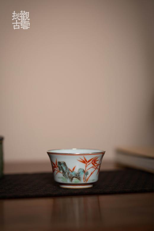 茶杯-陶瓷品茗杯-手绘拟古粉彩赤竹杯 商品图6