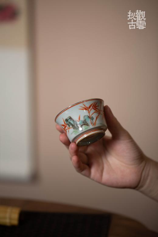 茶杯-陶瓷品茗杯-手绘拟古粉彩赤竹杯 商品图10