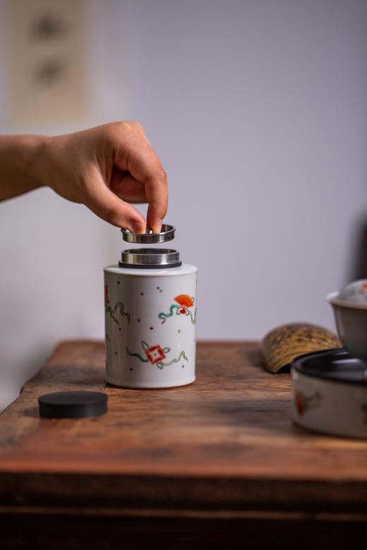 茶道配件-茶叶罐-八宝纹锡口随身仓 商品图4