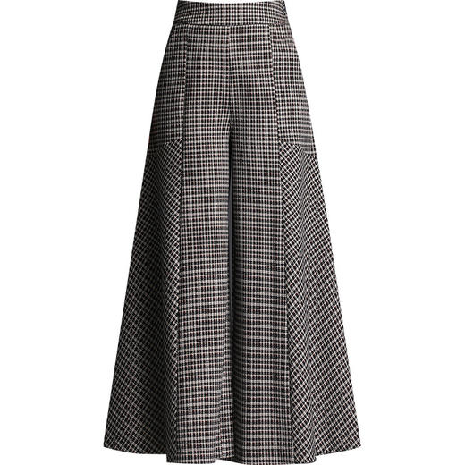 QJBH-HWM60195格子毛呢阔腿裤高腰垂感大脚甩裤宽松九分裙裤 商品图4