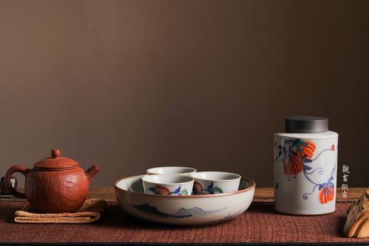 茶道配件-茶叶罐-斗彩迎春锡口茶仓 商品图3