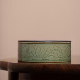 茶道配件-壶承-集观宋莲纹锡盖茶船