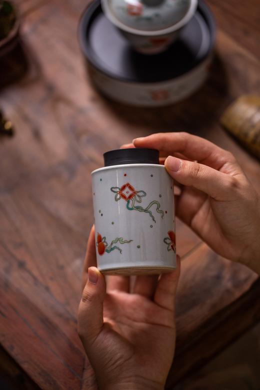 茶道配件-茶叶罐-八宝纹锡口随身仓 商品图6