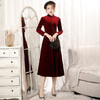 BJ-20108复古日常改良毛领加厚丝绒长款宴会旗袍 商品缩略图4
