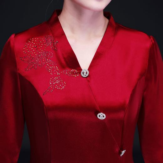 上海旗袍厂LHS-2025高贵婚礼妈妈装秋季连衣裙 V领改良旗袍喜婆婆婚宴装岳母敬酒礼服 商品图3