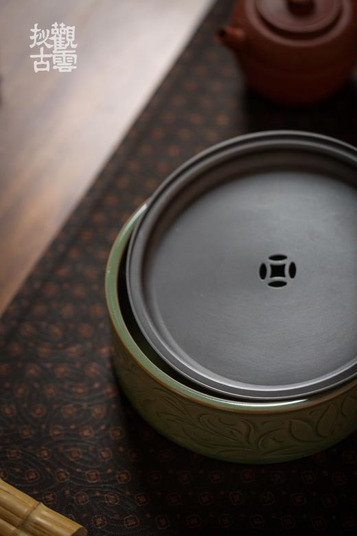 茶道配件-壶承-集观宋莲纹锡盖茶船 商品图3